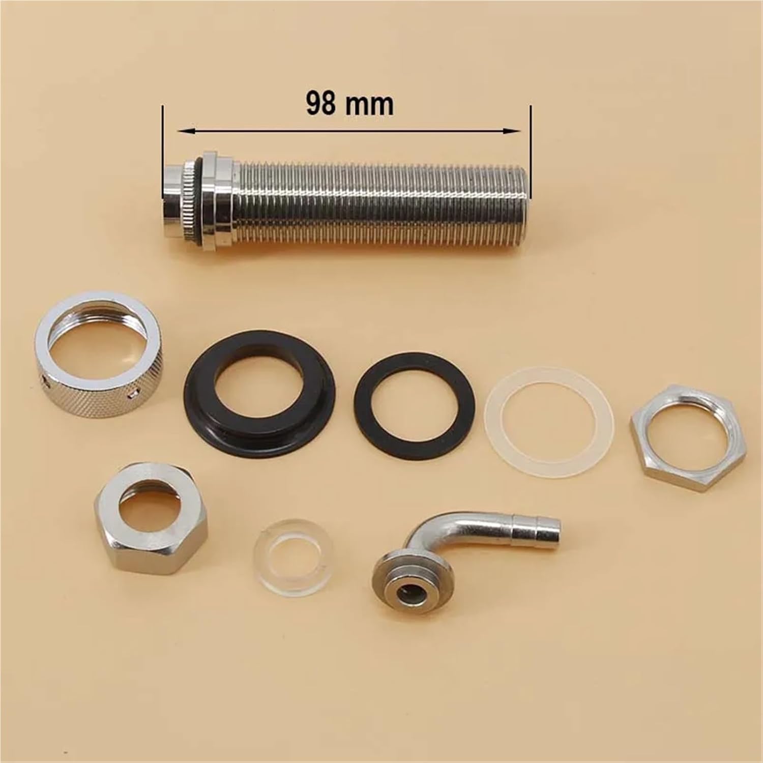Chrome Plated Beer Tap Faucet Shank with 8mm Barber Elbow - Homebrew Kegging Parts for DIY Kegerator and Jockey Box Accessories(1pcs)(98mm Shank)