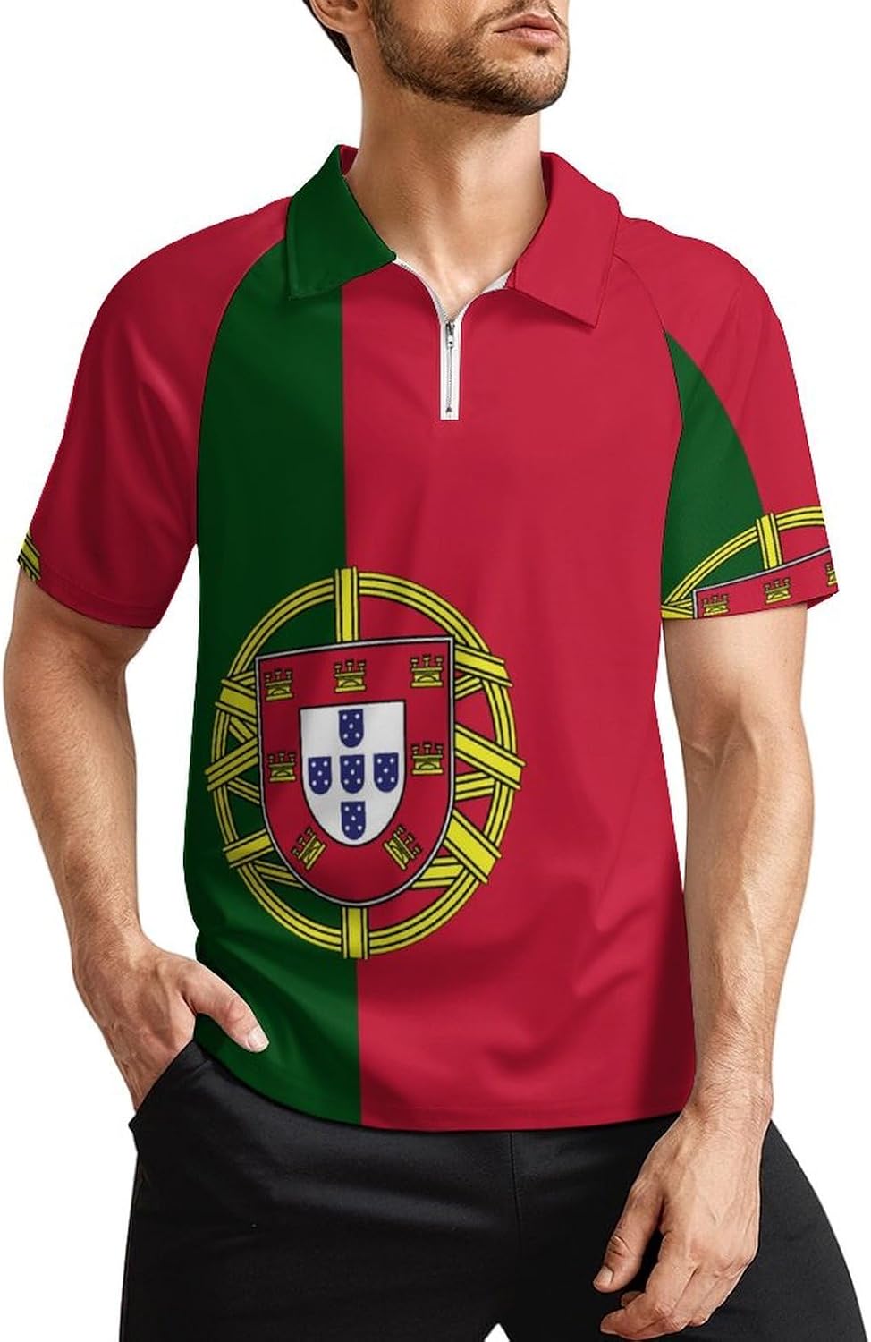 Portugal Flag Printed Polo Shirt Casual Pullover Tops Short Sleeve Tee for Men
