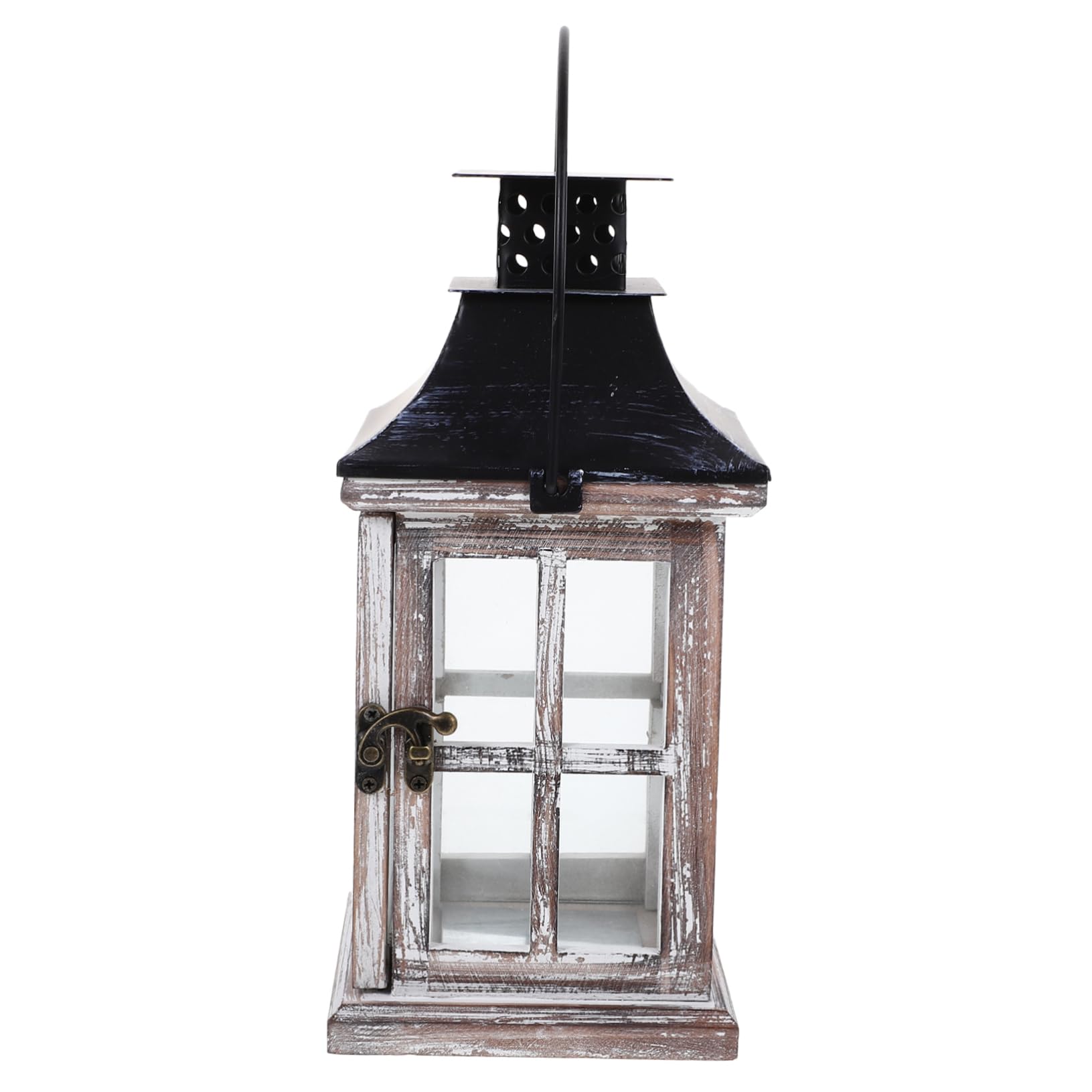 Kerzenständer Rustikal aus Eisen Holz und Glas Hängende Kerzenlaterne im Vintage Stil Kompakt für Zuhause und Hochzeitsdeko