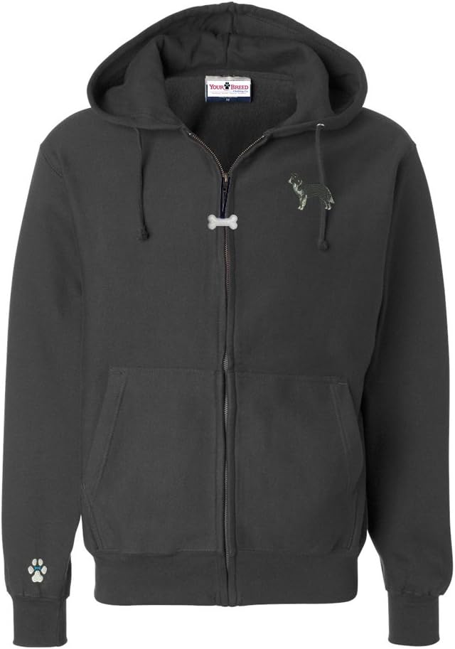 Border Collie Men's Full Zip Hooded Sweatshirt with Embroidered & Bone Zipper Pull