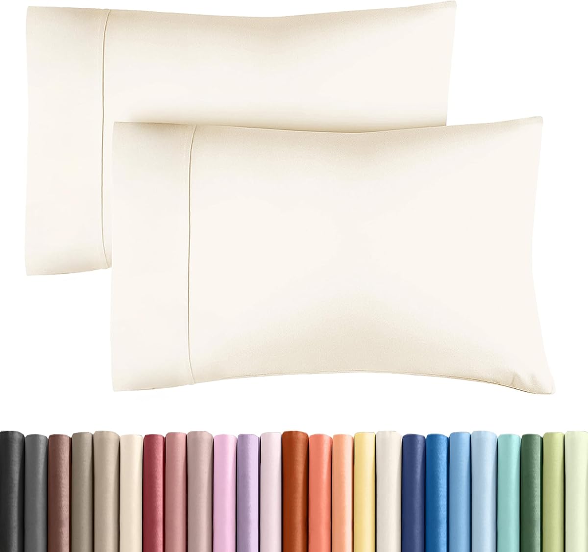 Queen Pillow Cases - 2 Pack Soft Pillowcase Covers - 20" x 30" (Off White) | Envelope Enclosure, Hotel Quality Pillow Protectors, Soft, Cooling & Breathable, Wrinkle & Fade Free, Machine Washable, Comfy