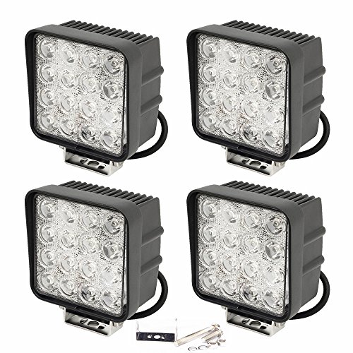 Slpro - 4 x faros LED, 48 W, 3800 lúmenes, para vehículos, jardín, taller, Negro/Aluminio