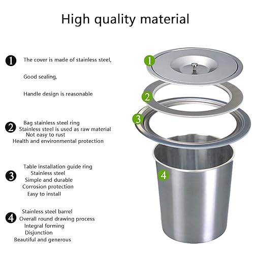 Miniatura 4 de Cubo de basura integrado de 8 L con tapa, encimera de gabinete de cocina, pequeño cubo de basura para encimera de cocina