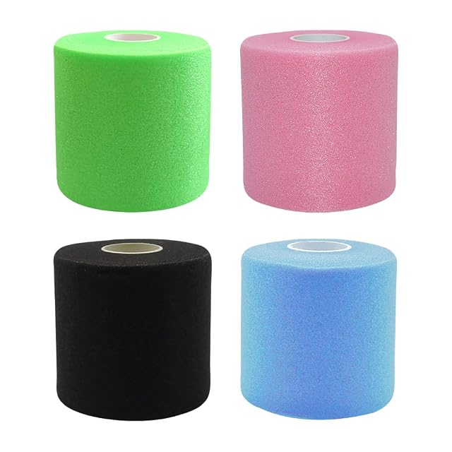 GSHLLO 4 Rolls Pre Wrap Athletic Tape Foam Protective Bandage Rolls Breathable Underwrap Sports Tapes Colourful Wrist Support