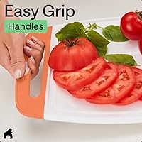 Vista 8 de Gorilla Grip - Tabla de cortar extragrande, mango de fácil agarre, surcos para jugos, antideslizante y gruesa. Apta para lavavajillas, no porosa