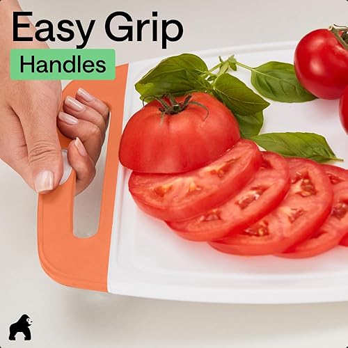 Miniatura 8 de Gorilla Grip - Tabla de cortar extragrande, mango de fácil agarre, surcos para jugos, antideslizante y gruesa. Apta para lavavajillas, no porosa