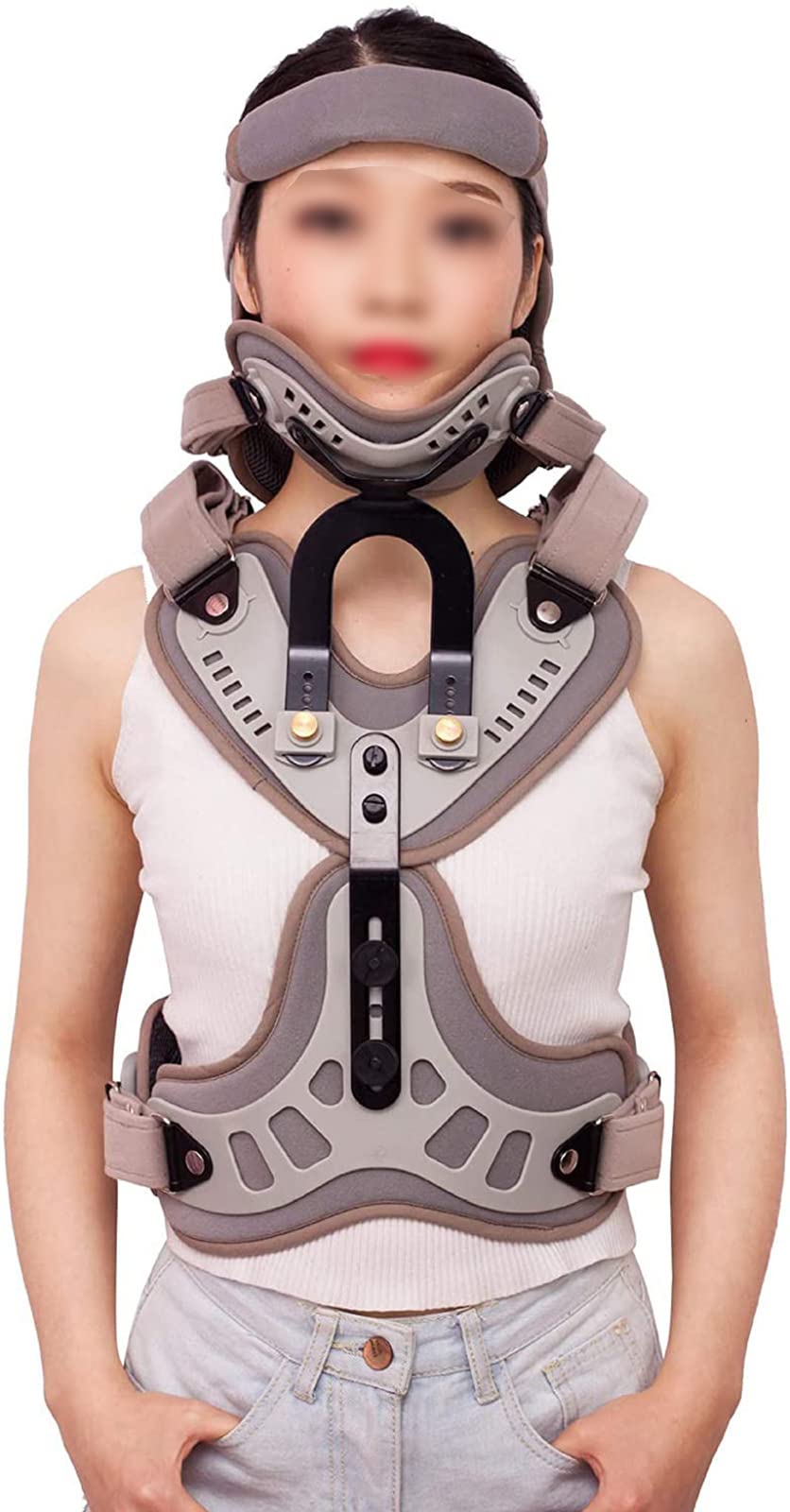 YUNZHIDUAN TLSO Thoracic Full Back Brace, Adjustable Cervical Thoracic Orthosis, Head Neck Chest Orthotics, Vertebra Rehabilitation Support for Neck and Upper Back Injuries 