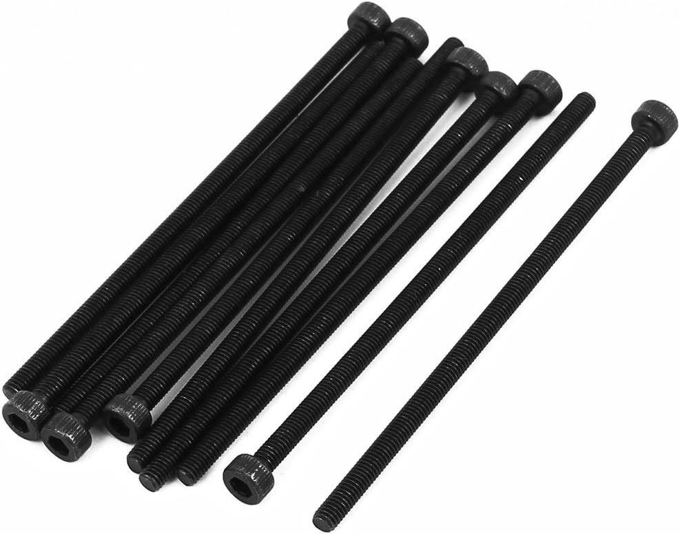 M3x70mm Fully Thread Hex Socket Head Knurled Cap Screw Bolt Black 10pcs