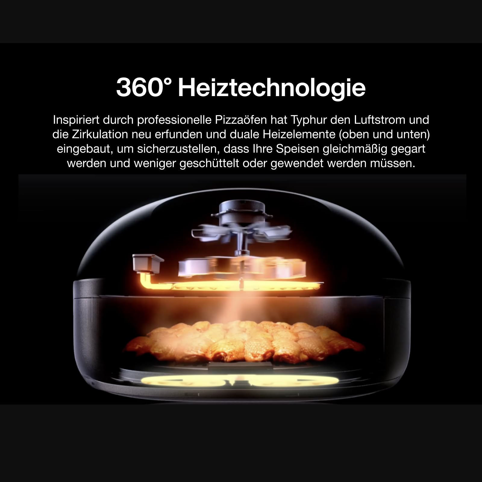 Typhur Dome 2 Heißluftfritteuse 5,3 L, 360° Doppelheizung, 30% Schneller | 15-in-1 Multifunktion Airfryer, Selbstreinigung, Keramikkorb für Pommes, Pizza, Hähnchen, Steak, Gemüse, Backen und Aufwärmen