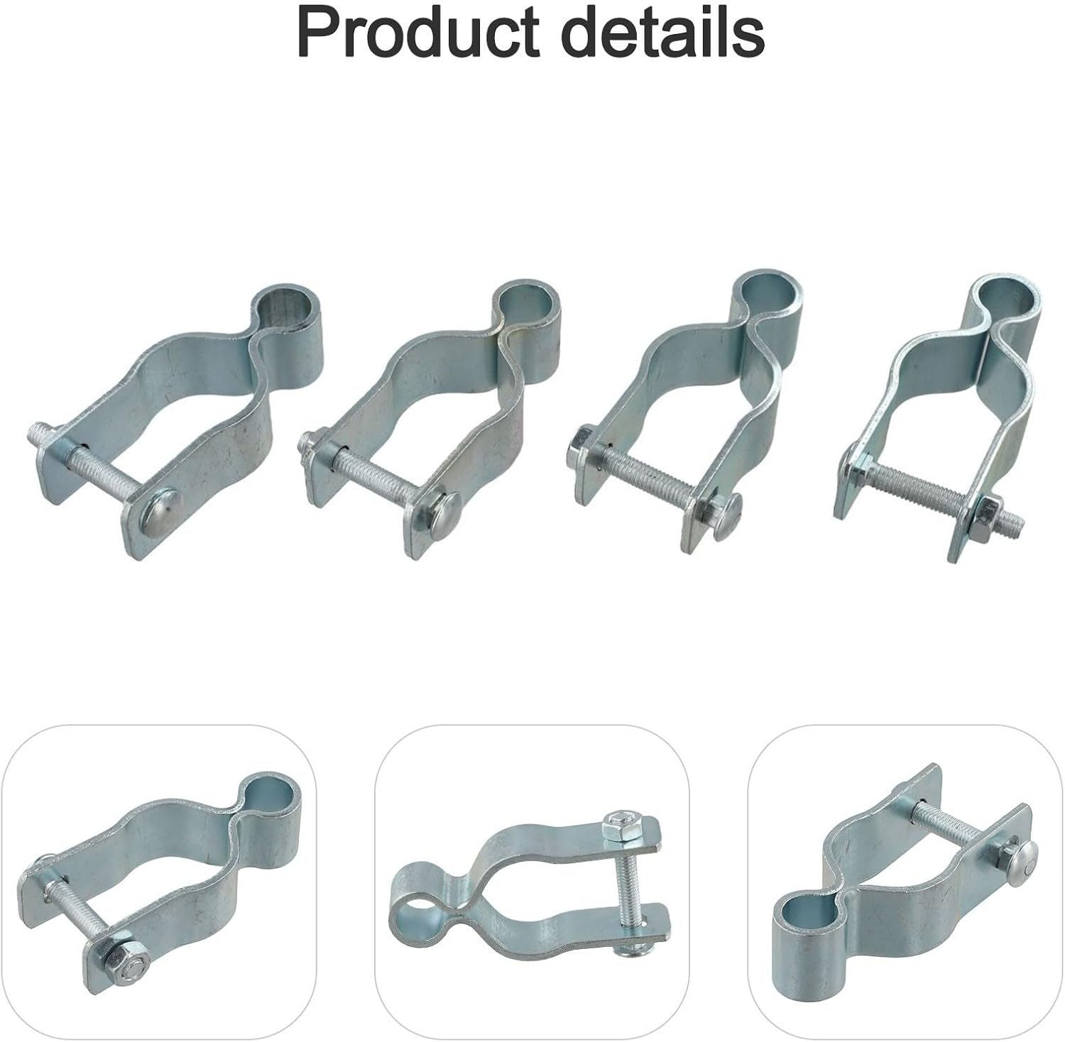 Galvanized Steel Female Post Hinges 4 Pcs for Chain Link Fence Gate 5/8'' Pintle with Bolts and Nuts Designed for 1 3/8'' Fence Posts