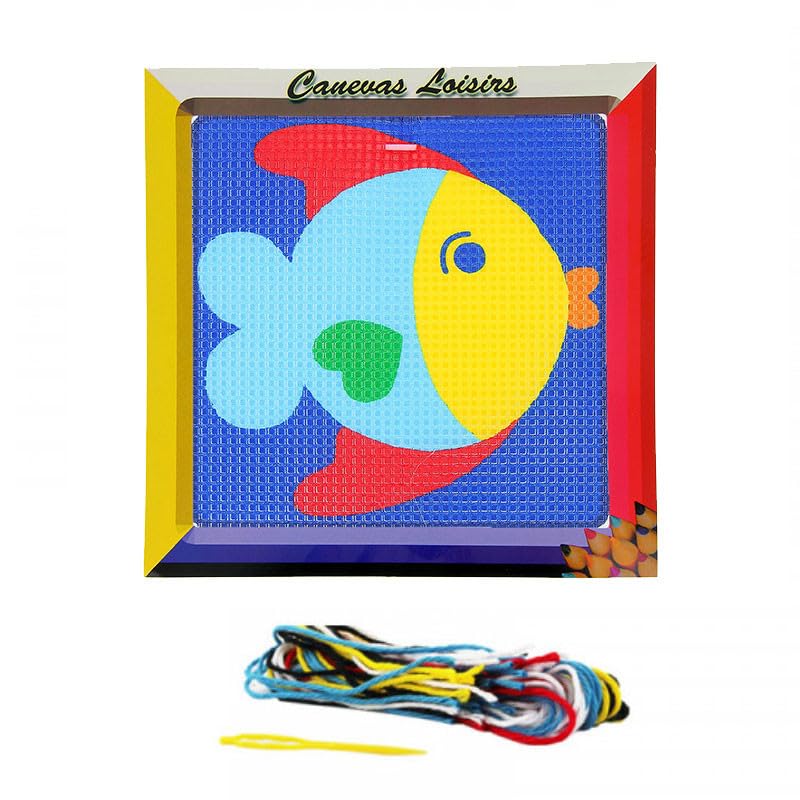 Distrifil Kit Canevas Poisson - Gros Trous - Enfants Apprentissage borderie