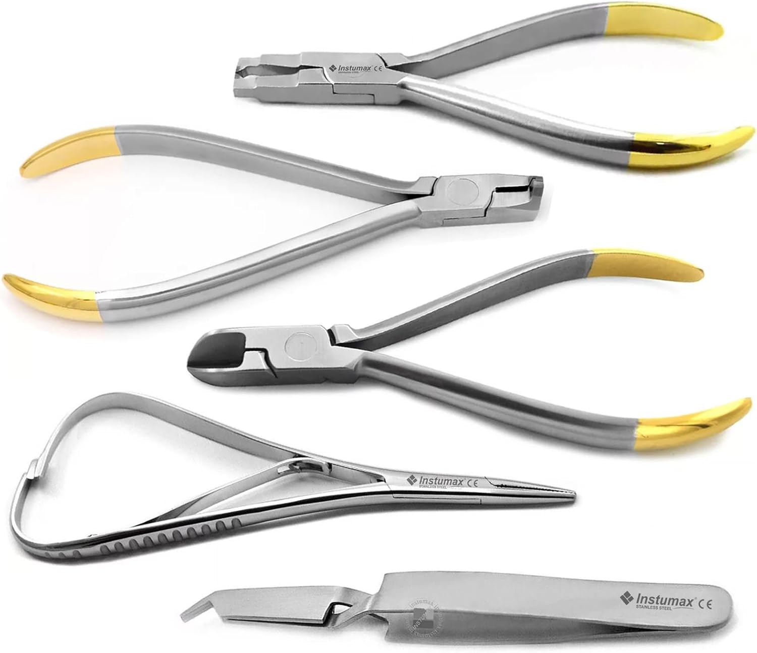 Orthodontic Bracket Remover & Distal End Cutter Kit – TC Braces Plier, Placement Tweezer & Mathieu Ortho Tools – Pro Dental Lab Essentials for Dentists & Orthodontists by Instumax®
