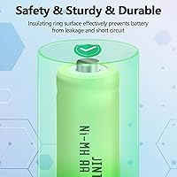 Vista 3 de JINTION Baterías recargables AA de 1.2 V NiMH 2000 mAh doble A batería recargable para dispositivos domésticos y luces solares, precargadas