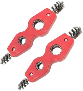 BELOMI 2PCS Car Battery Terminal Cleaning Brush, 4 in 1 Rustproof Battery Cleaner Tool with Steel Wire, Auto Universal Interior and Exterior Battery Terminals Machine Parts（Red）