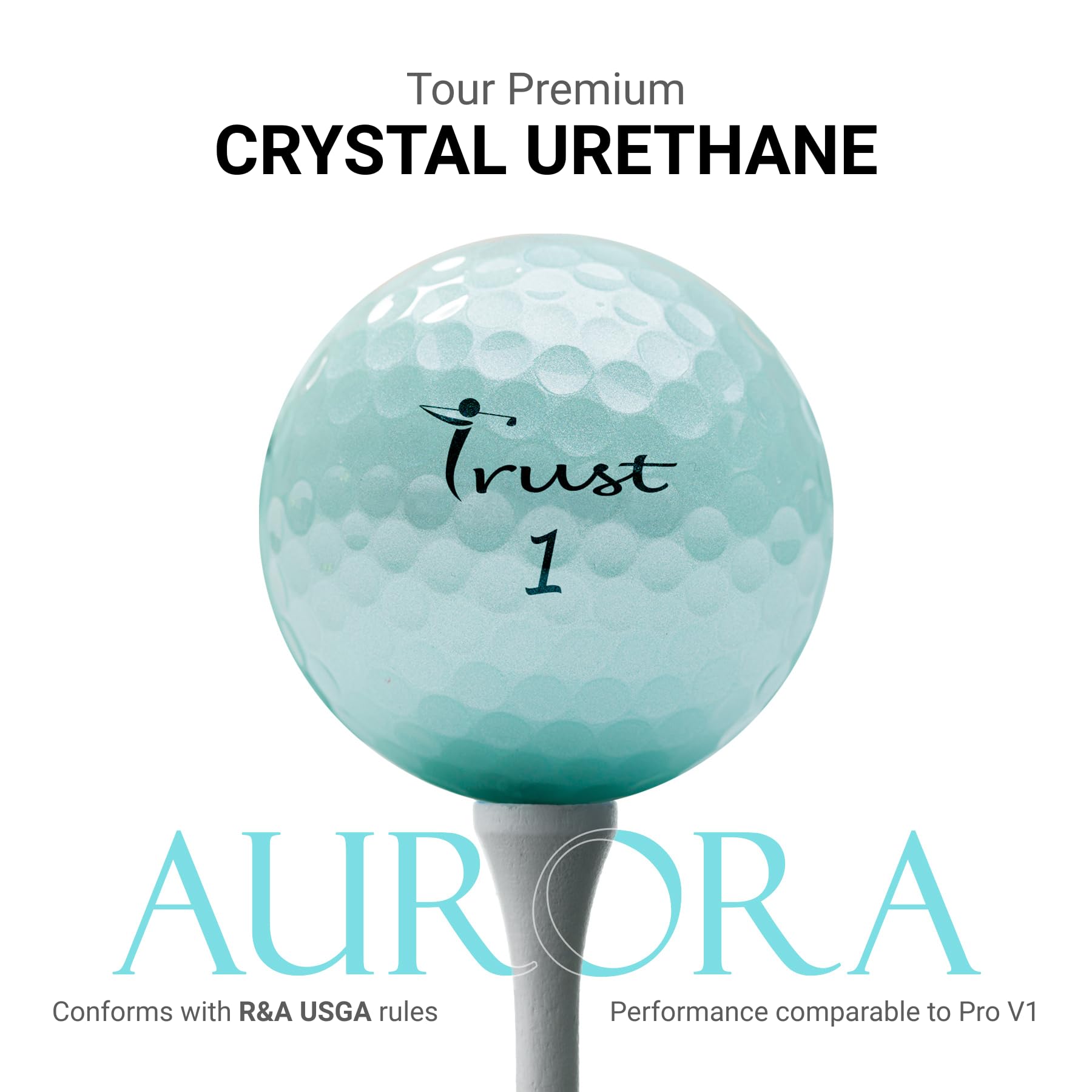 Trust Golfbälle Aurora - Auffällige Golfbälle, Weit und Gerade Fliegend, hohe Flugstabilität und Stoppkraft, Kristall-Urethan, Tour-Qualität, 3-Piece Dynamischer Kern, 12/48 Bälle