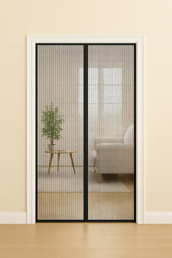 Image of JAIPUR ACE Polyester Premium Magnetic Mosquito Net Curtain | Mosquito Net For Doors With Magnet | Door Nets For Mosquitoes | Auto-Closing Insect Screen | Mosquito Net For Door - (190X60 Cm, Black)