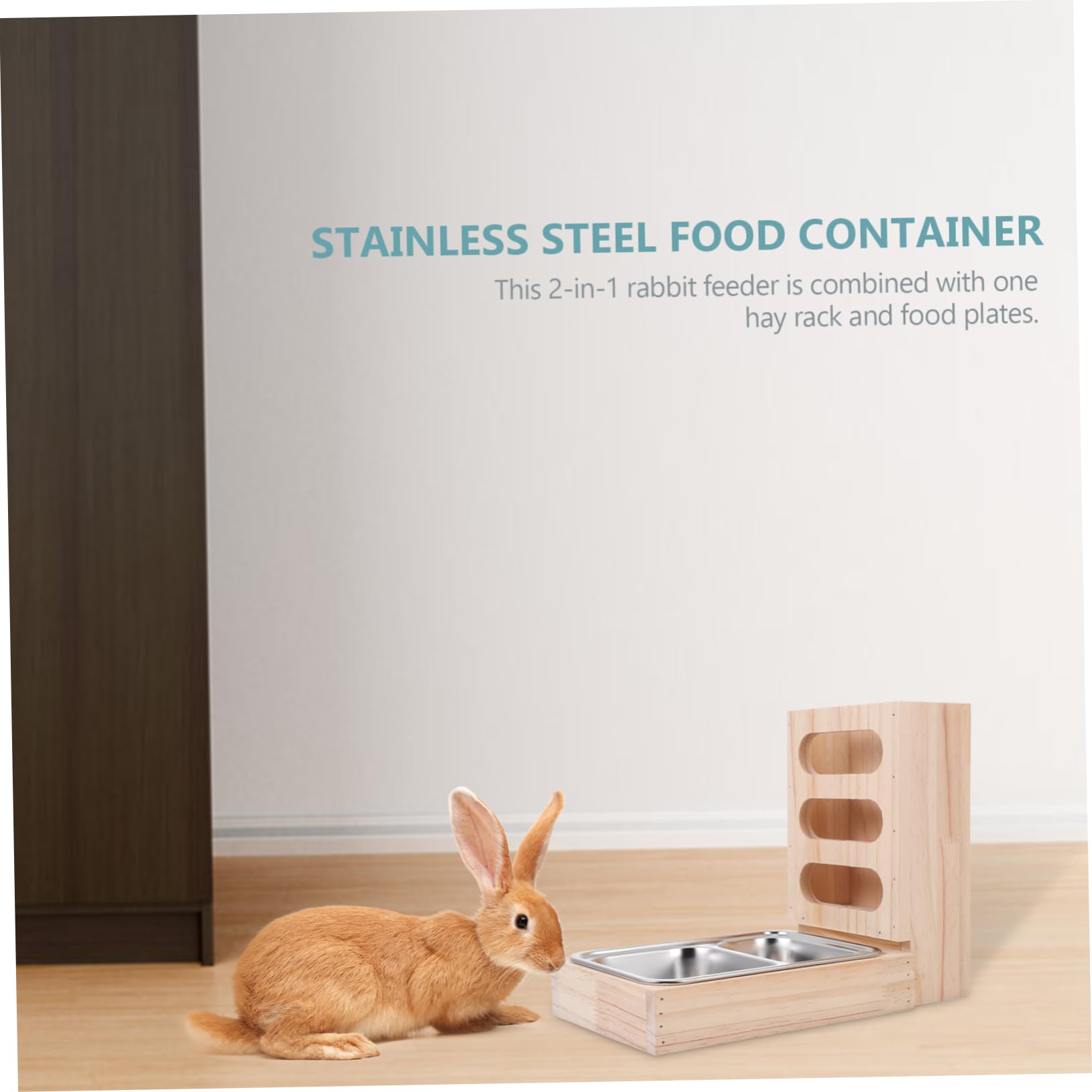 Comedero para Conejos y Roedores Cesta De Alimentación Estante De Madera Suministros para Mascotas Cesta