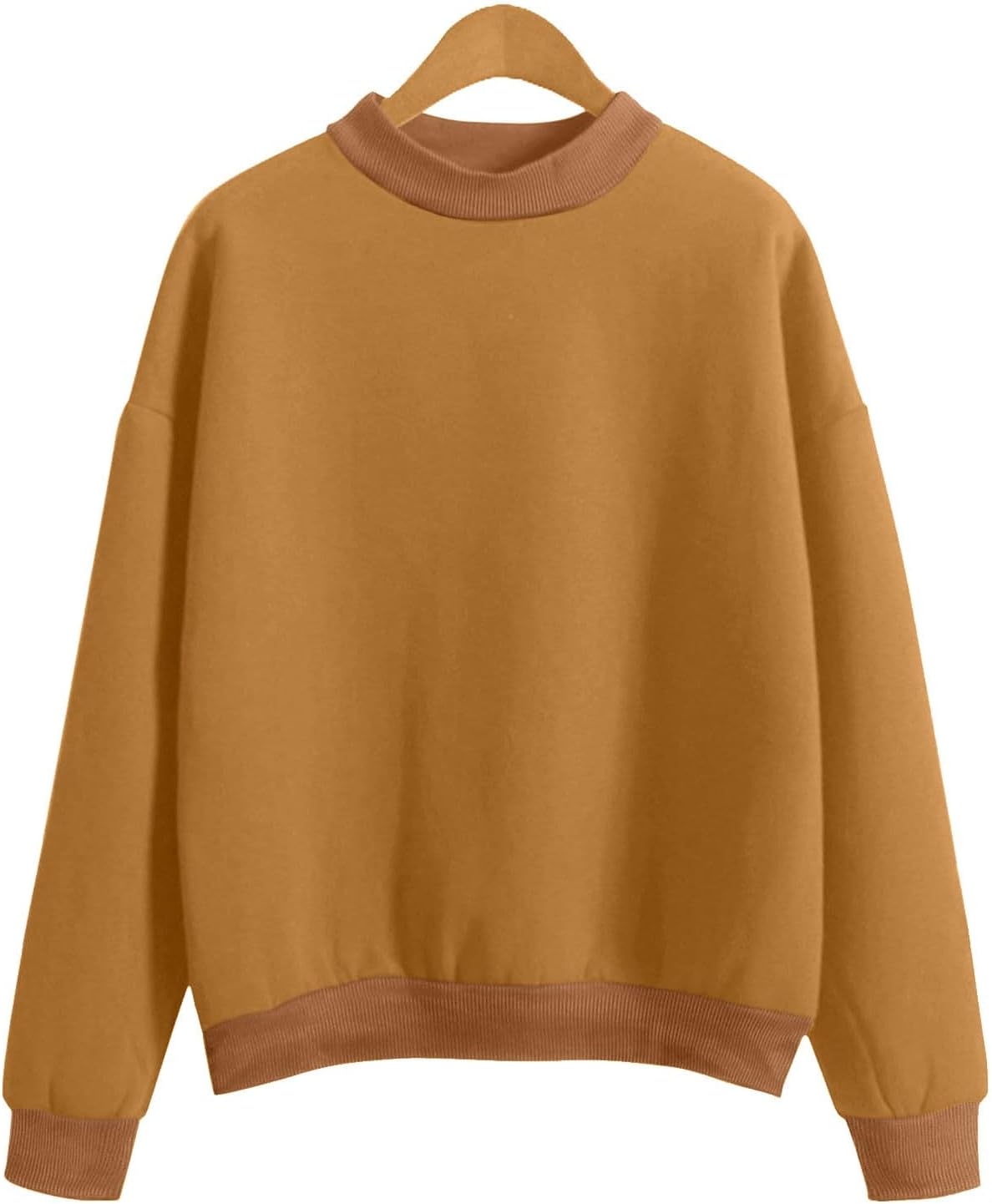 Womens Casual Long Sleeve Tops Comfy Loose Fit Pullover Sweatshirts Fashion Tunic Blouses Mock Neck Shirts
