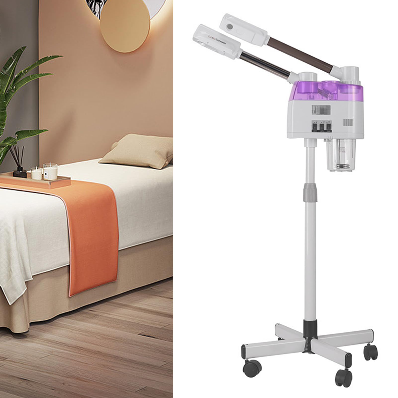 2 in 1 vapore, doppio tubo, spray caldo e freddo, sauna facciale