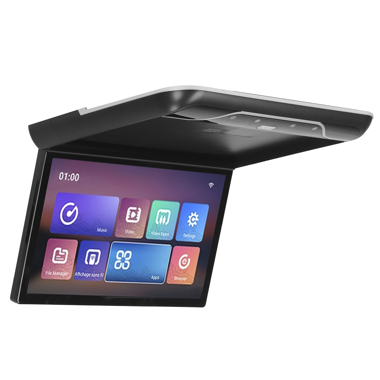 Auto-Dachmontage-Monitor, 19-Zoll-Flip-Display-Decken-TV-Hdmi-kompatibel mit Android 9.0-Fernbedienung(Schwarz)