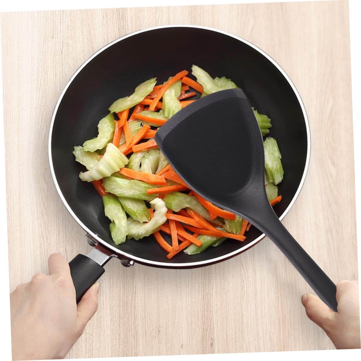 2pcs Non-stick Silicone Kitchen Utensils Spatulas Frying Pans Wok Turner Heat Resistant Cooking Tools for Home Restaurant
