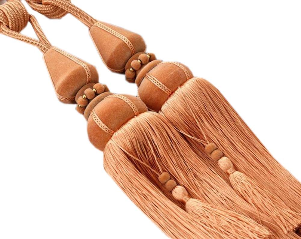 Curtain Tiebacks Rope 1 Pair Tassels Curtain Buckle Beaded Tassels Curtain Tiebacks (Jujube red)