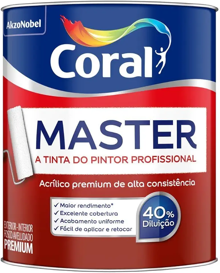 Tinta Acrílica Master Premium Lavável 900ml Coral