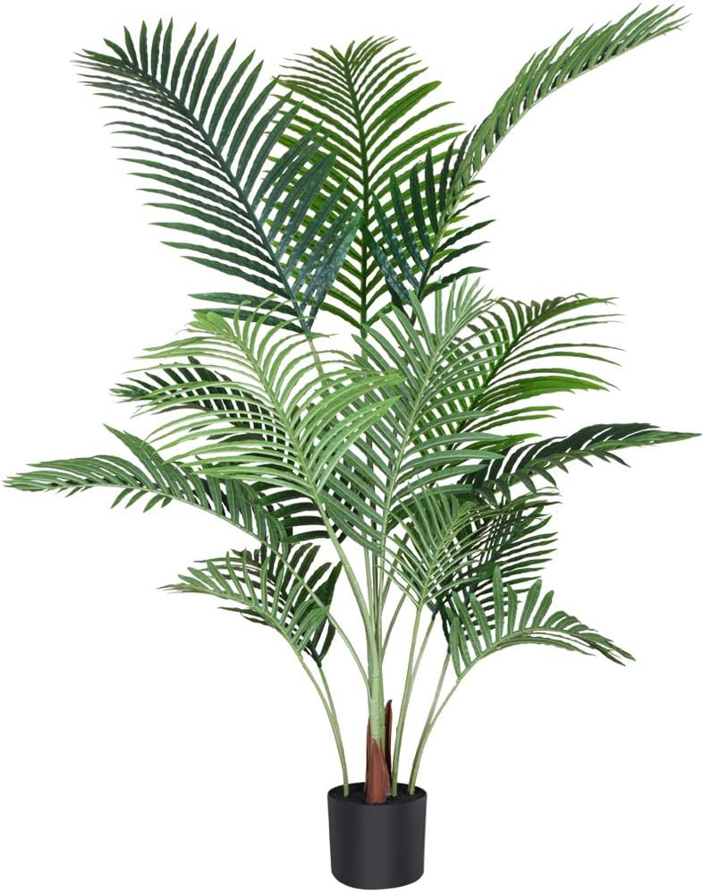 Fopamtri Artificial Areca Palm Plant 4.6 Feet Fake Palm Tree with 15 Trunks Faux Tree for Indoor Outdoor Modern Decor Feaux Dypsis Lutescens Plants in Pot for Home Office,Decor Pot is NOT Included
