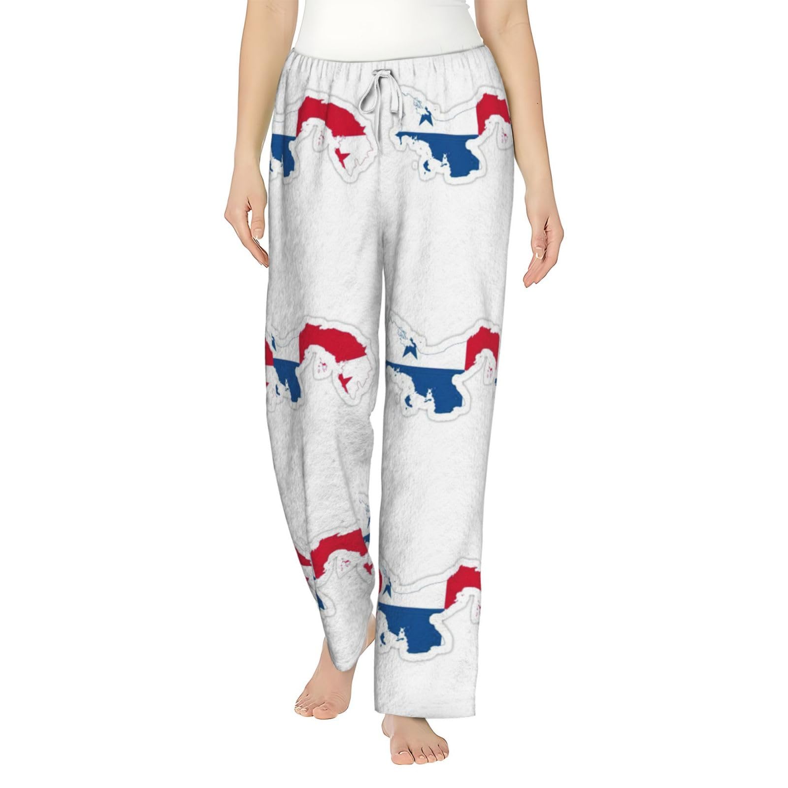 Damen-Schlafanzughose mit Panama-Flagge, Flanell, warm, bequem, für Urlaub, Weihnachten