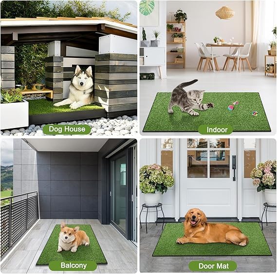 Artificial Grass for Dogs Potty, Reusable Pet Training Mat for Home and Travel, Washable Hemmed Edge Grass Pee Pad with Drainage Holes, Easy to Clean (31x51inch) — view 6