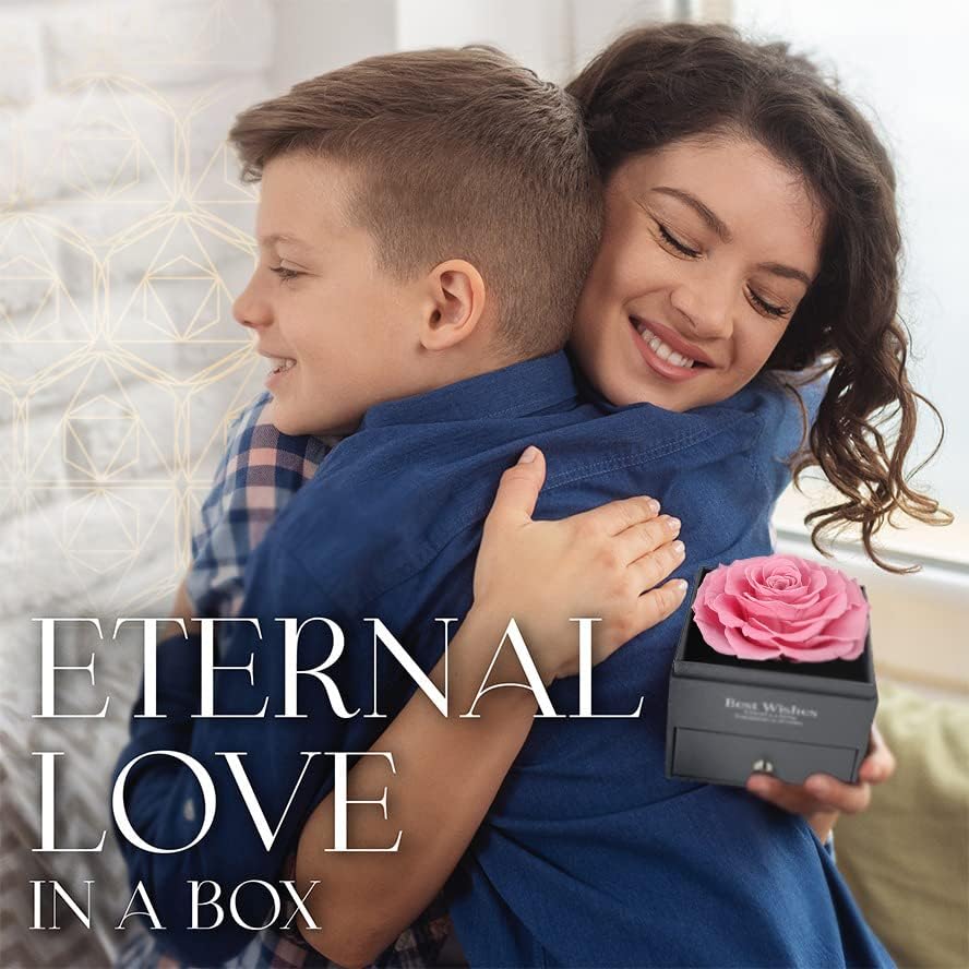 Miniatura 6 de GLAMOUR BOUTIQUE Rosa real preservada en una caja de regalo con juego de regalo de flores encantadas, regalos para ella, regalo para mamá, hija,