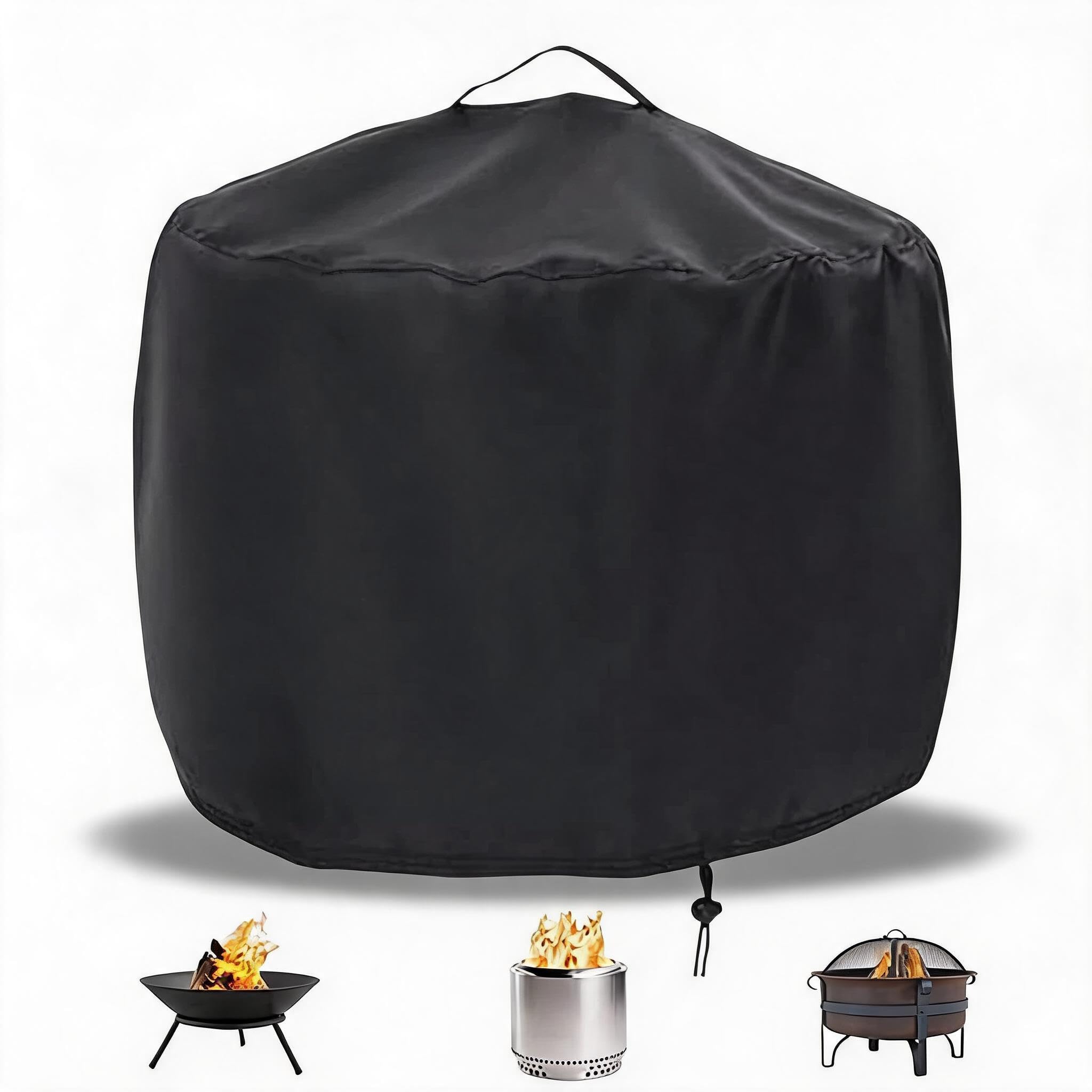 Firepit Cover, 420D Oxford Fabric, Waterproof Outdoor Round Firepit Cover, Fire Bowl Covers with Drawstring for Garden Patio Heater Protection, 92x51cm (420D:92 * 51cm)