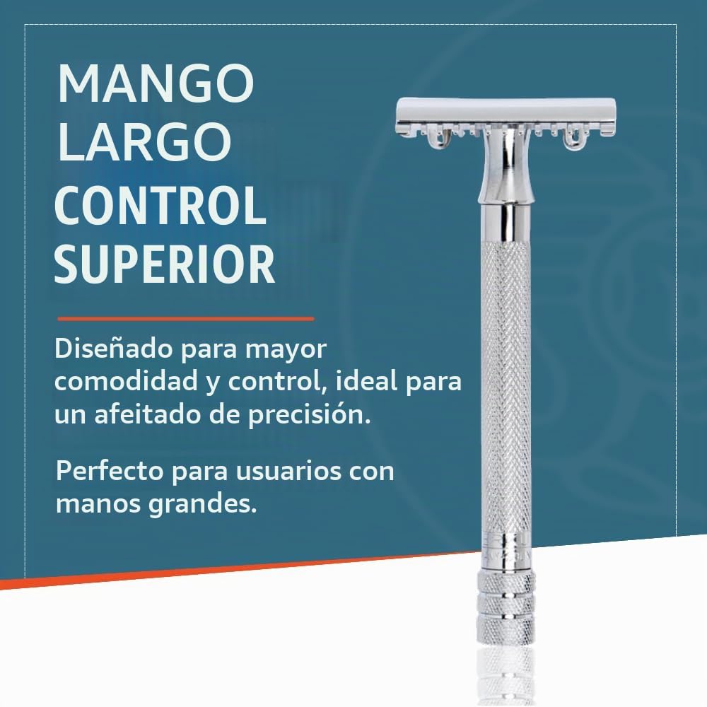 "Merkur 9025001 - Maquinilla de afeitar con peine (mango largo), diseño cromado"
