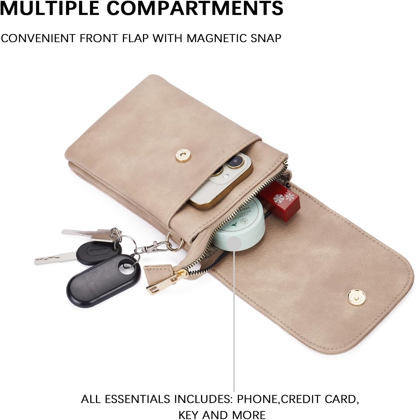 BOSTANTEN Vegan Leather Small Crossbody Bags for Women Designer Cell Phone Bag Wallet Purses Adjustable Strap - Image 5