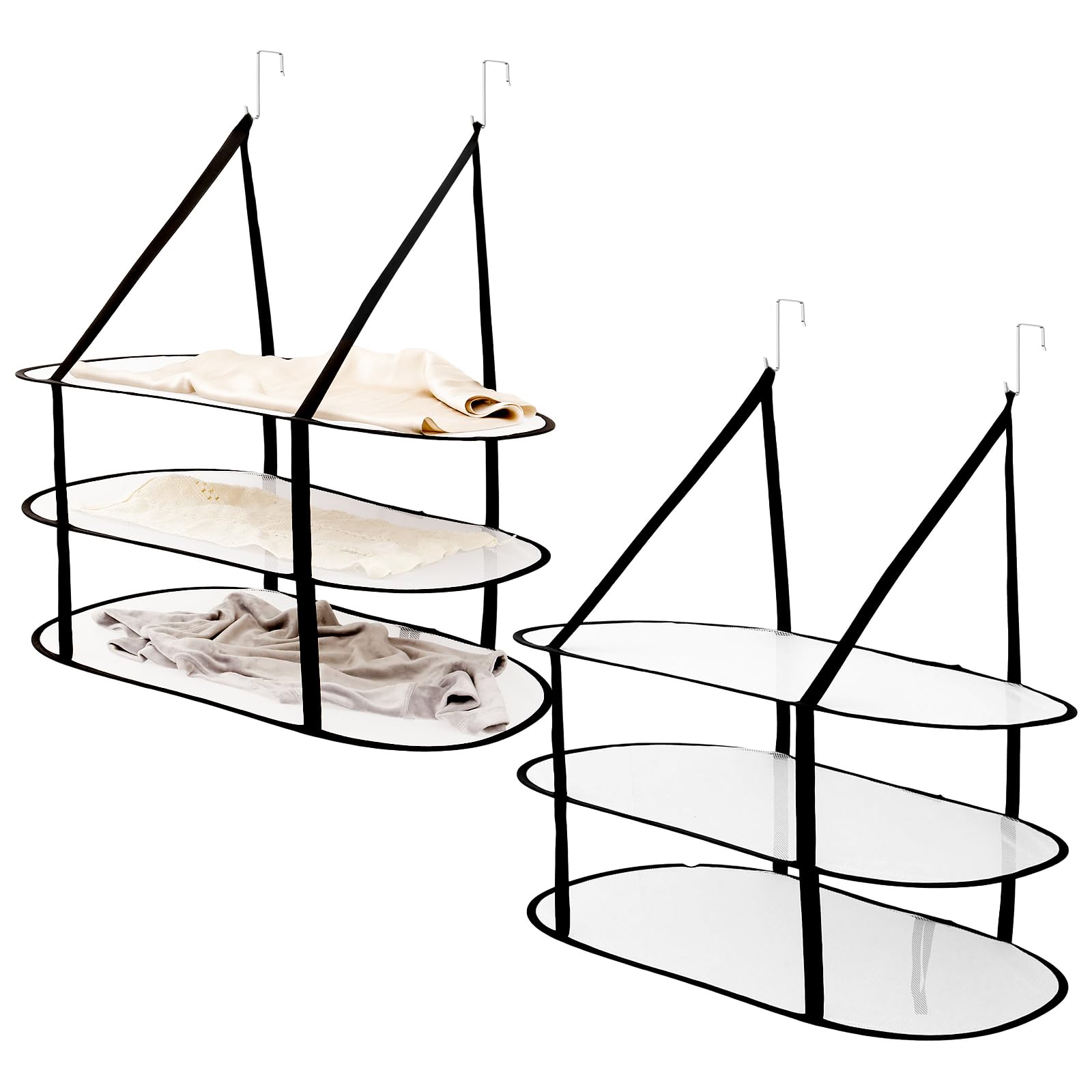 HZUIZXYO 2 Pcs Sweater Drying Rack Flat,Foldable 3-Layer Mesh Hanging Dryer Rack Network Foldable Drying Basket Racks for Sweater Toy Feather Jacket Outdoor & Indoor Use