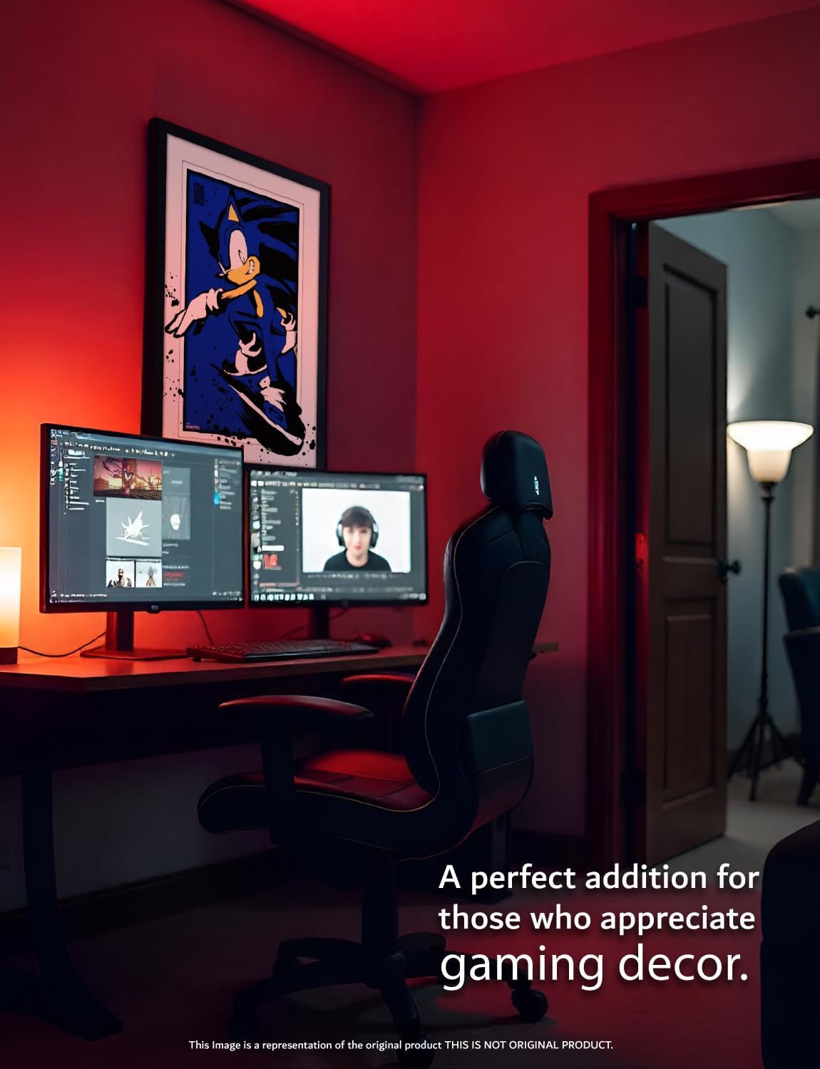 Pyramid America Sonic Poster Frame - Sonic The Hedgehog Poster Blue - 11 x 17 inch Framed Wall Art - Sonic Room Decor for Boys Gaming Posters for Boys Room Sonic Bedroom Decor