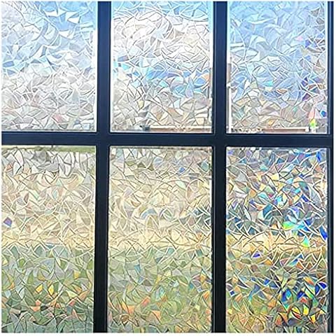 Instruban Window Privacy Film - Static Window Clings 3D Window Stickers Rainbow Window Film for Hippie Room Decor - 23.6 x 118 Inches Cover