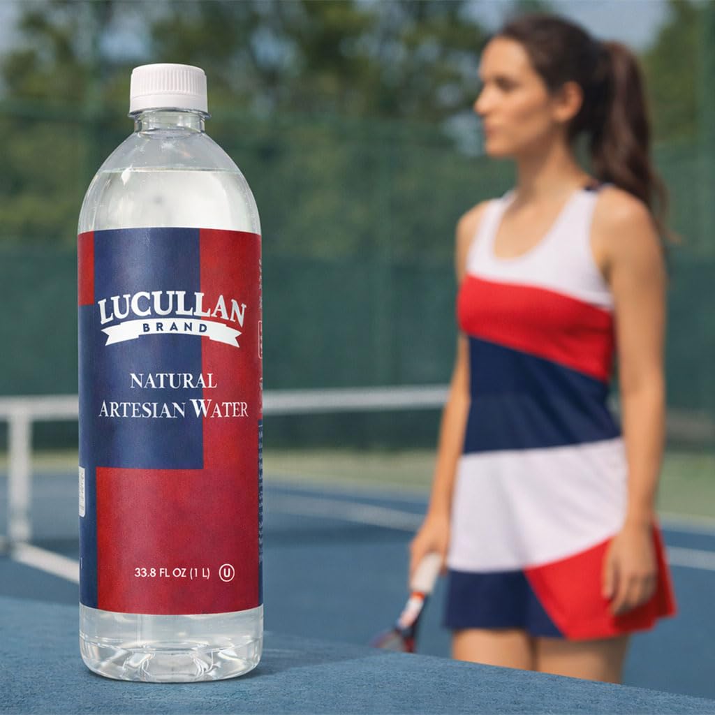 Lucullan Brand Natural Alkaline Artesian Water, 33.8 Fl Oz (Pack of 12), pH 8.0-8.3, Single-Origin Virginia, BPA-Free, Recycled Plastic rPET