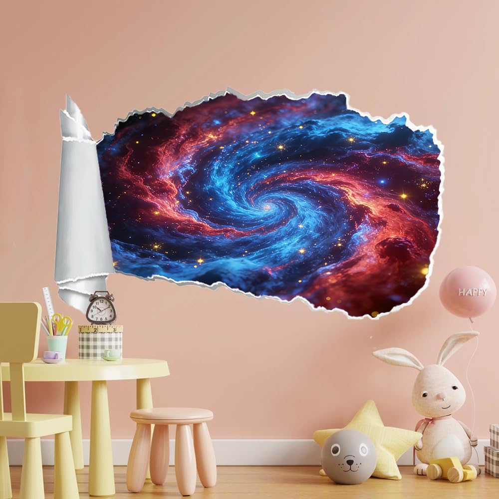 3D Wandtattoo Wanddurchbruch Wandaufkleber, Kosmischer Wirbel Wandsticker Wanddeko Wandbilder, Abstrakte Landschaft Wandaufkleber Für Schlafzimmer Badezimmer Flur Küche Möbel Aufkleber