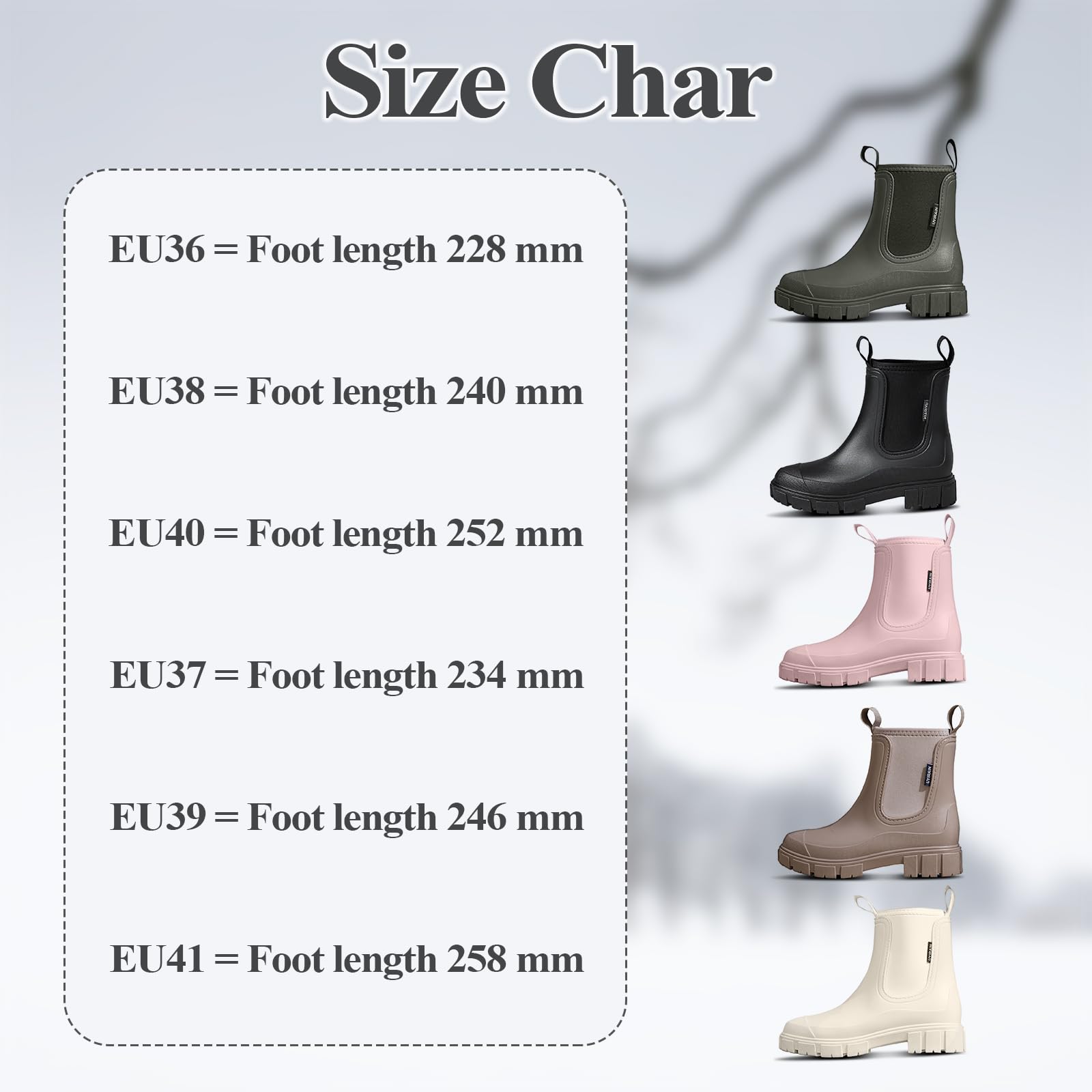 Stivali Pioggia Donna Impermeabile Antiscivolo Stivaletti di Gomma Leggere Comode Boots Antipioggia Moda Stivali Giardinaggio 36-41 EU