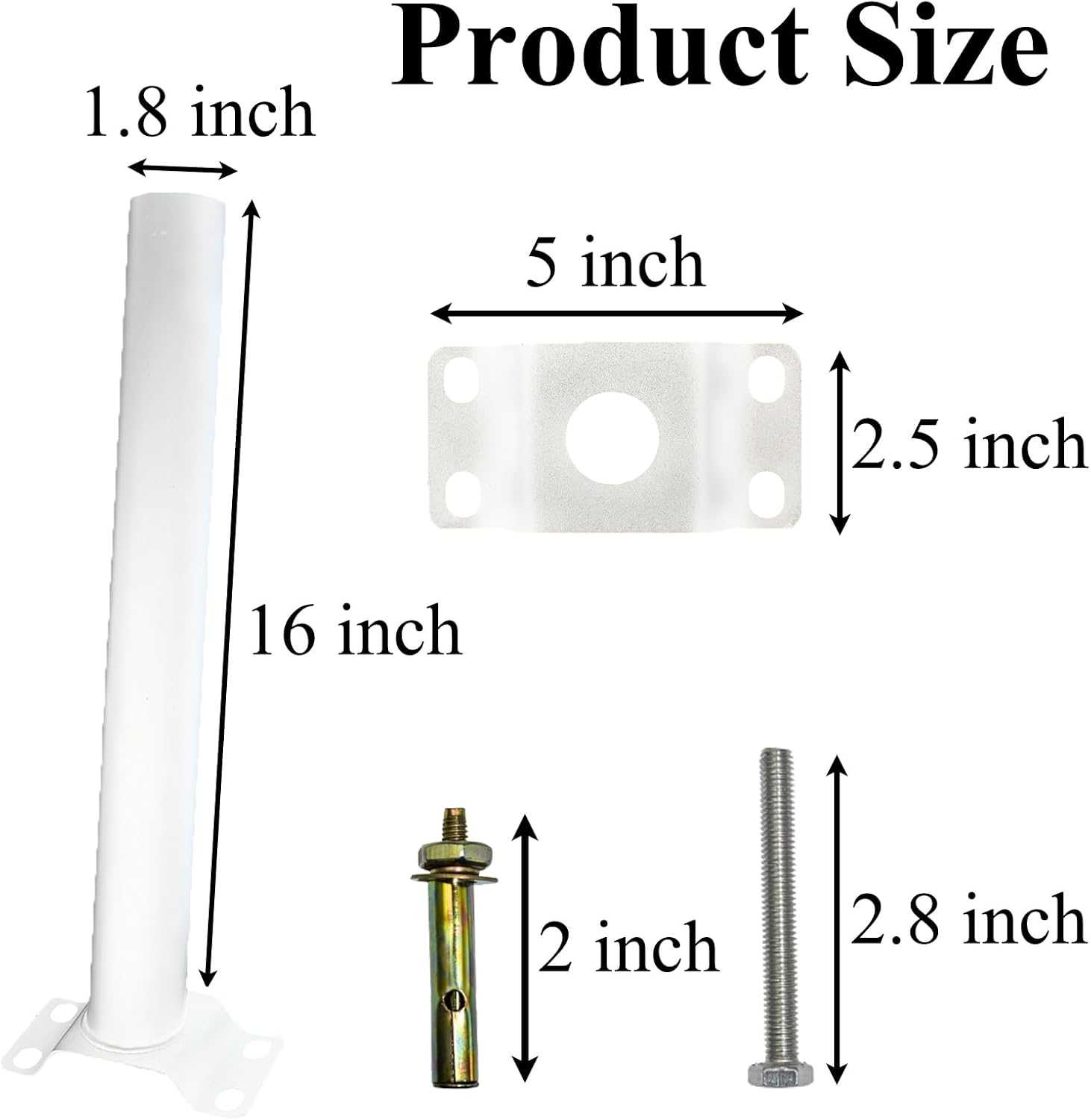 Light Pole Mount, Solar Lighting Mounting Bracket Extension Pole Kit, Wall Mounted Arm for Street Light, Barn Lamp, Post Tree（2 Pack White）