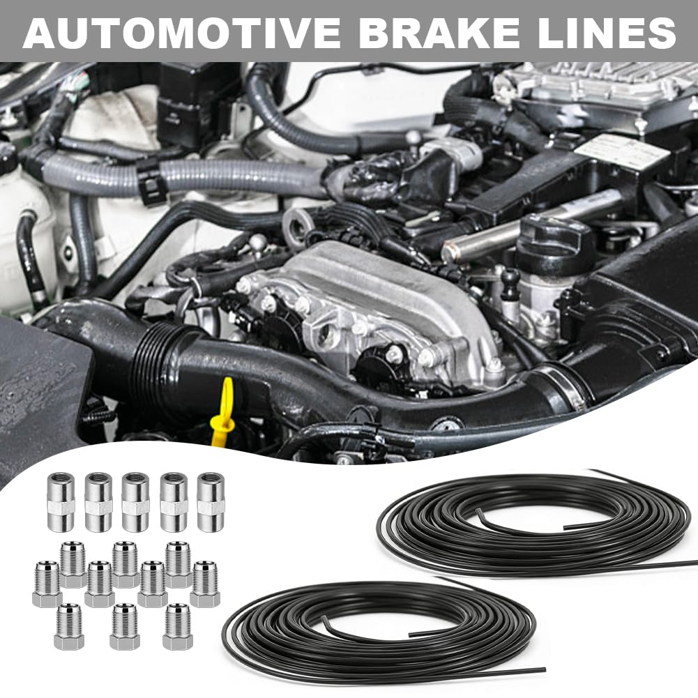 2er Set x 5m Bremsleitung Ø 4,75mm Stahl mit 10 Verschraubungen 5 Verbinder M10 x 1 DIN 74 234 konform verkupfertes Stahl-Bremsrohr im Sortiment für Bördel F fuer Auto PKW Motorrad