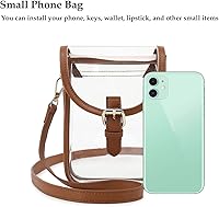 Vista 5 de FAIME Pequeña bolsa transparente aprobada para estadios, bolsa cruzada transparente para teléfono celular con correa ajustable para conciertos