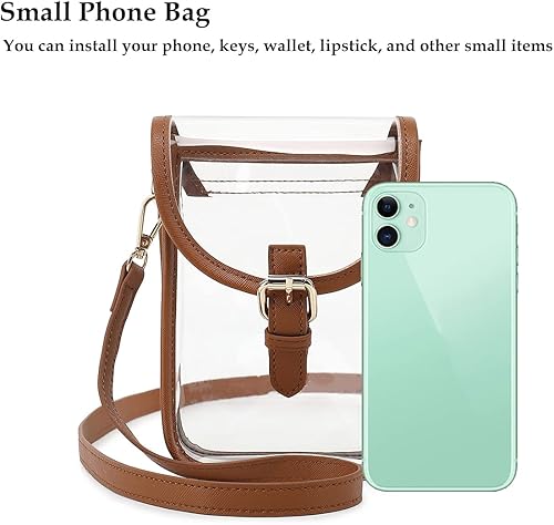 Miniatura 5 de FAIME Pequeña bolsa transparente aprobada para estadios, bolsa cruzada transparente para teléfono celular con correa ajustable para conciertos