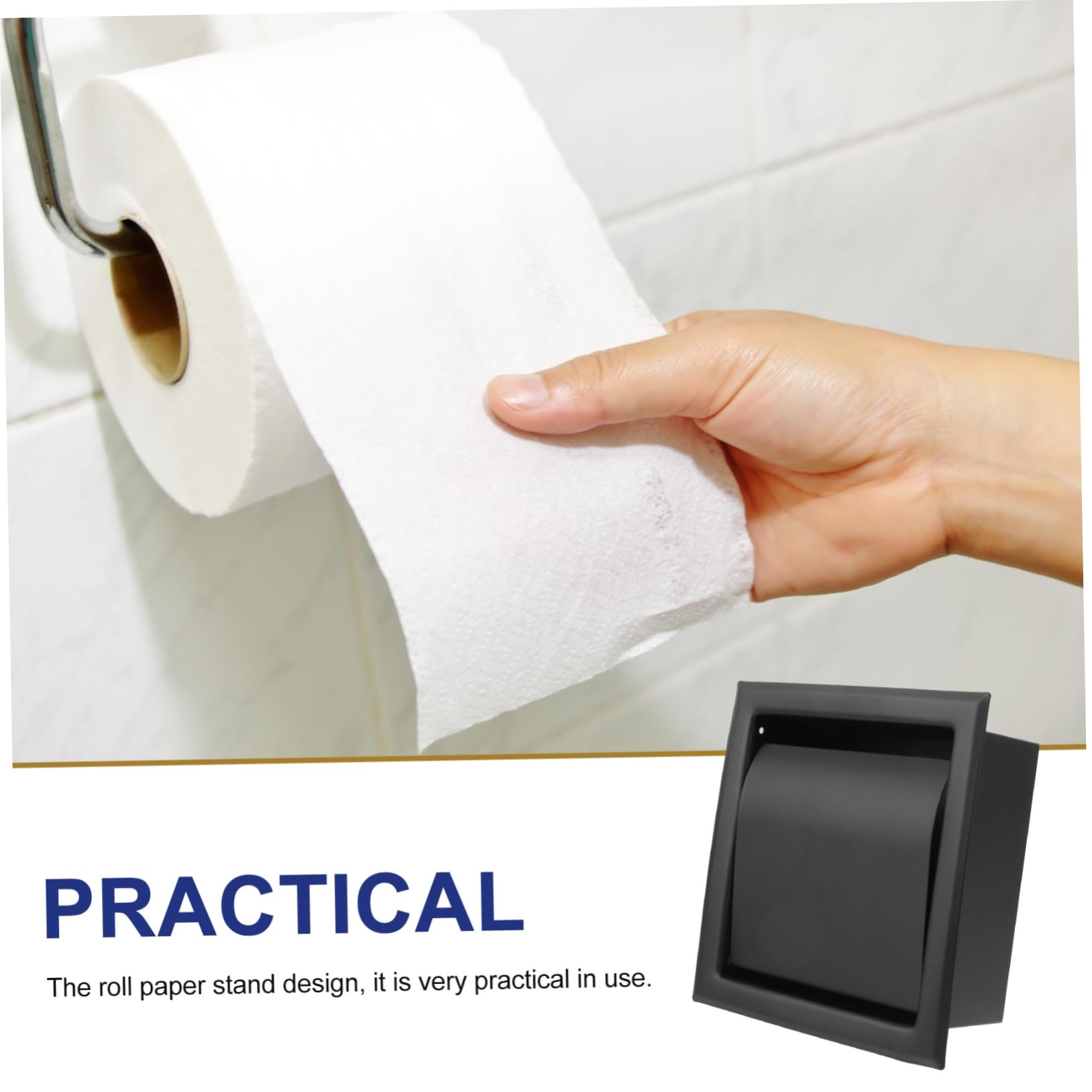 Porte-Rouleau de Papier Intégré Noir en Acier Inoxydable 304