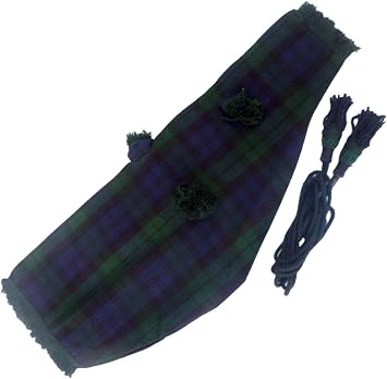Scottish Tartan Bagpipe Cover with Cord | Highland Bagpipes Accessory | Traditional Pipe Cover Black Watch