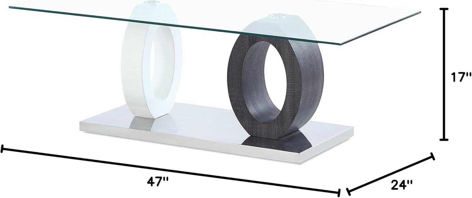 Global Furniture USA Dual Oval Base Style Cocktail Table, BR/Grey