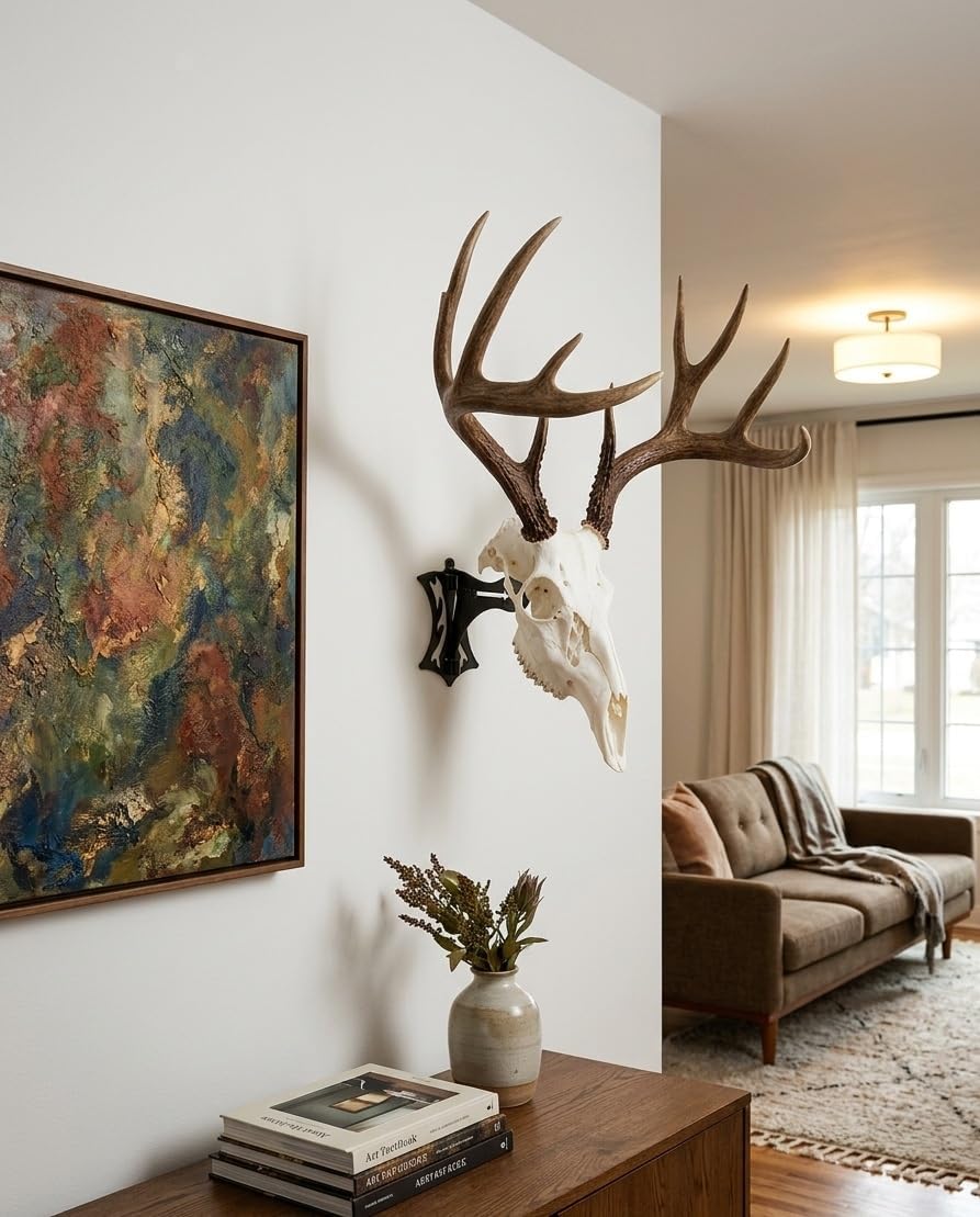 Adjustable European Skull Hanger, Deer Skull Hanger, Deer Wall Mount Hook, Trophy Hanger for Large/Small Deer Head, Mule, Antelope, Coyote, Pronghorn & Small Game Animals, Easy Install Trophy Display
