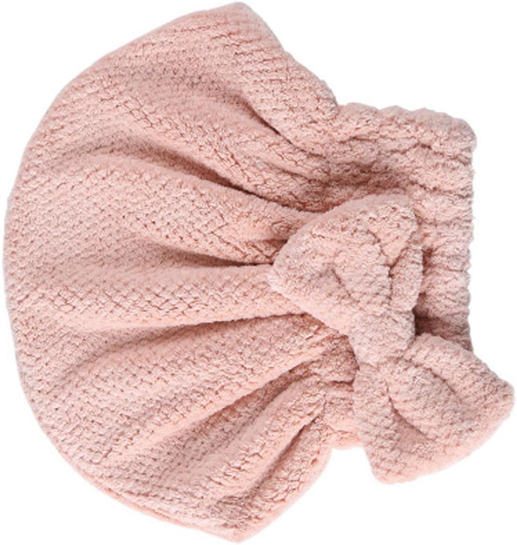 SHOWERORO Coral Fleece Hair Drying Cap Water Absorption, Quick Dry Pink