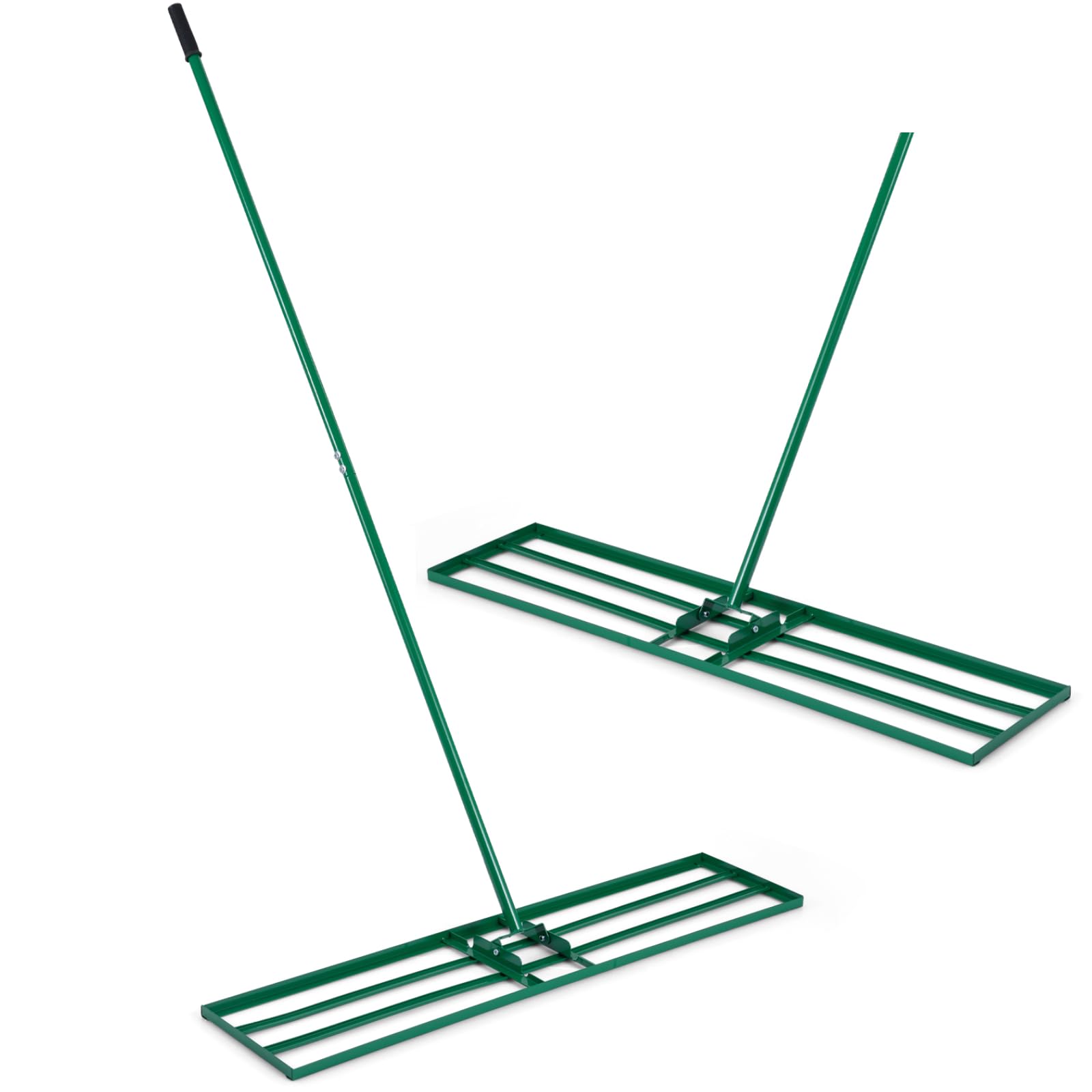 Livella per prato resistente, 76x25 cm, con manico regolabile da 85 a 195 cm, pieghevole, adatta a terreni come terra, sabbia e ghiaia. Design ergonomico per prati, campi da golf e giardini.